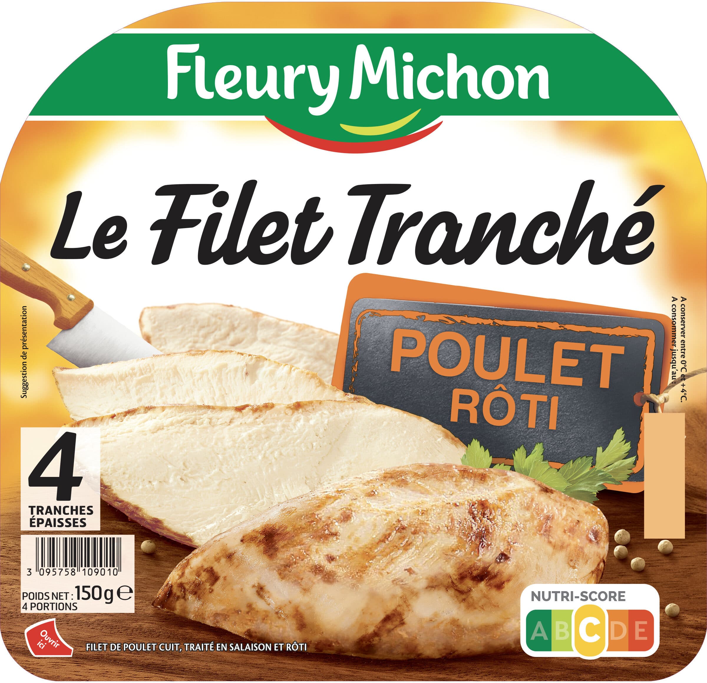 Fleury Michon FILET TRANCHE DE POULET ROTI - 4 Tr. packshot