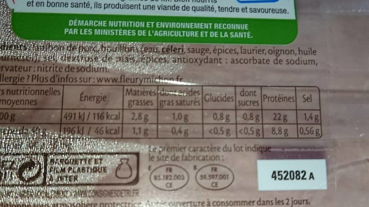 Fleury michon Jambon sans couenne sel reduit packshot