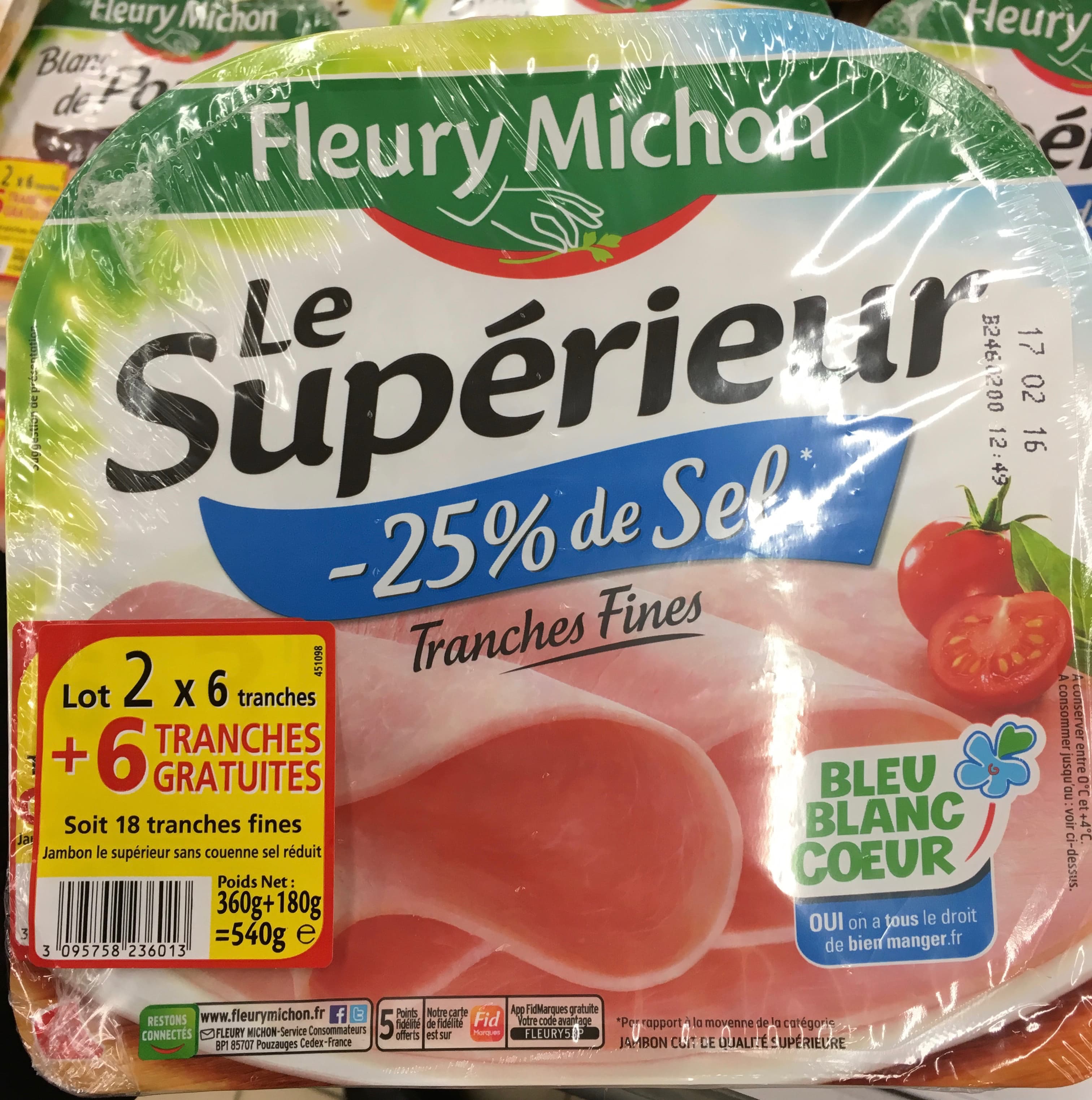 Fleury Michon Le Supérieur -25% de Sel (lot 2x6+8 tranches) packshot