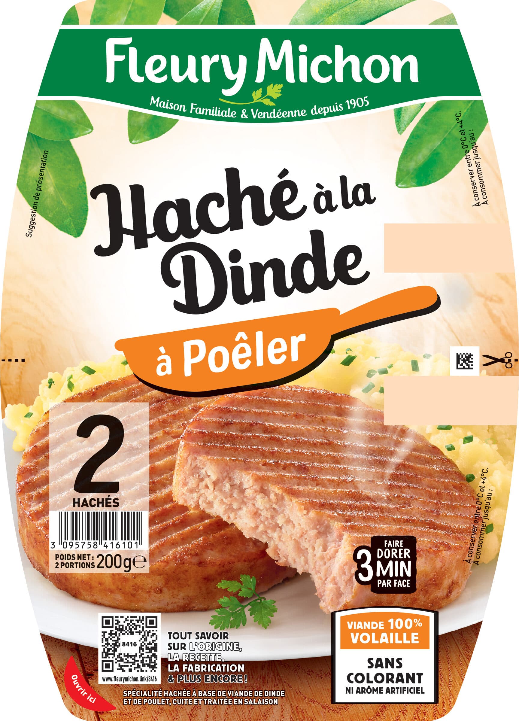 Fleury Michon Le Haché à la Dinde - à Poêler packshot