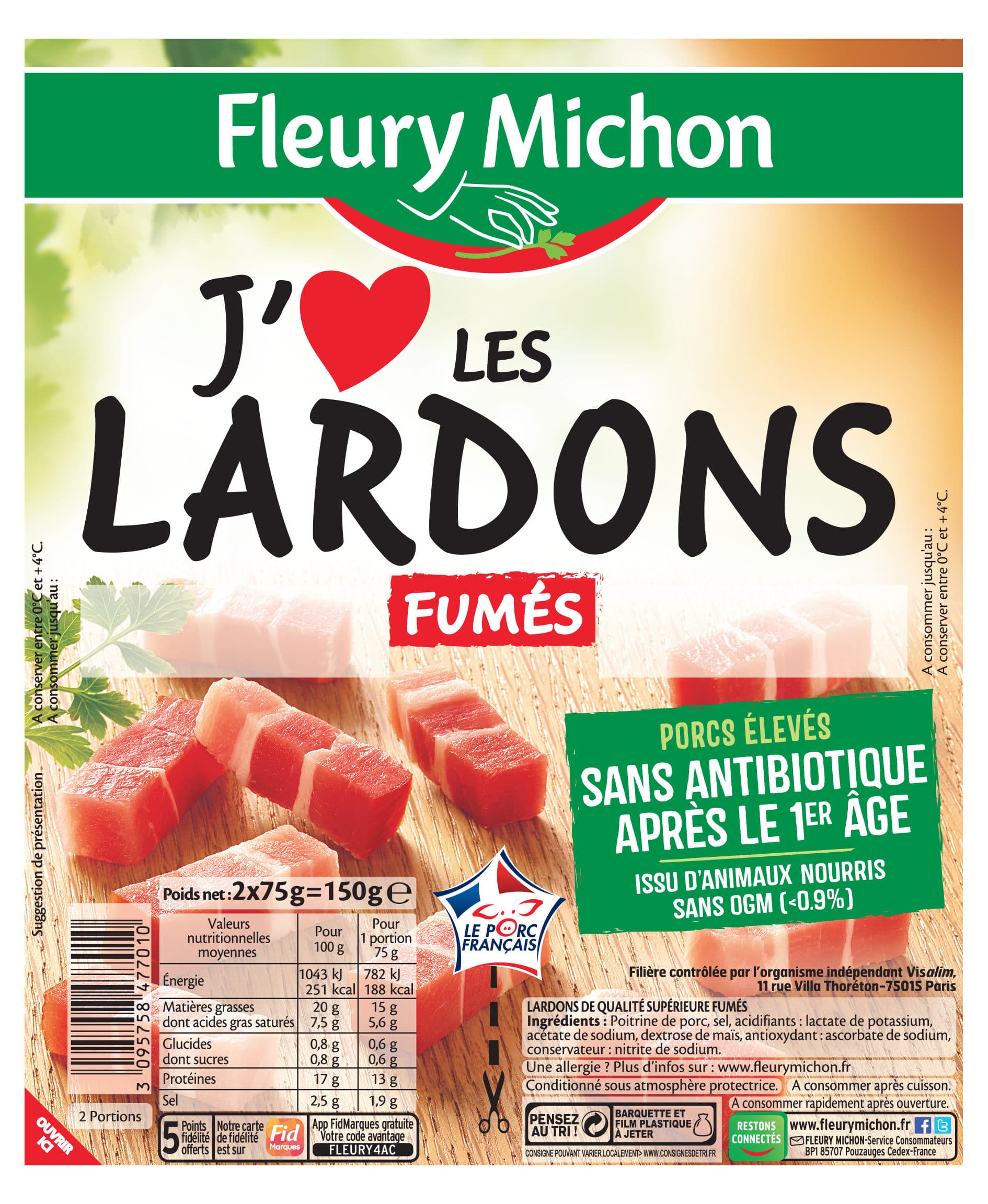 Fleury Michon Lardons fumés packshot