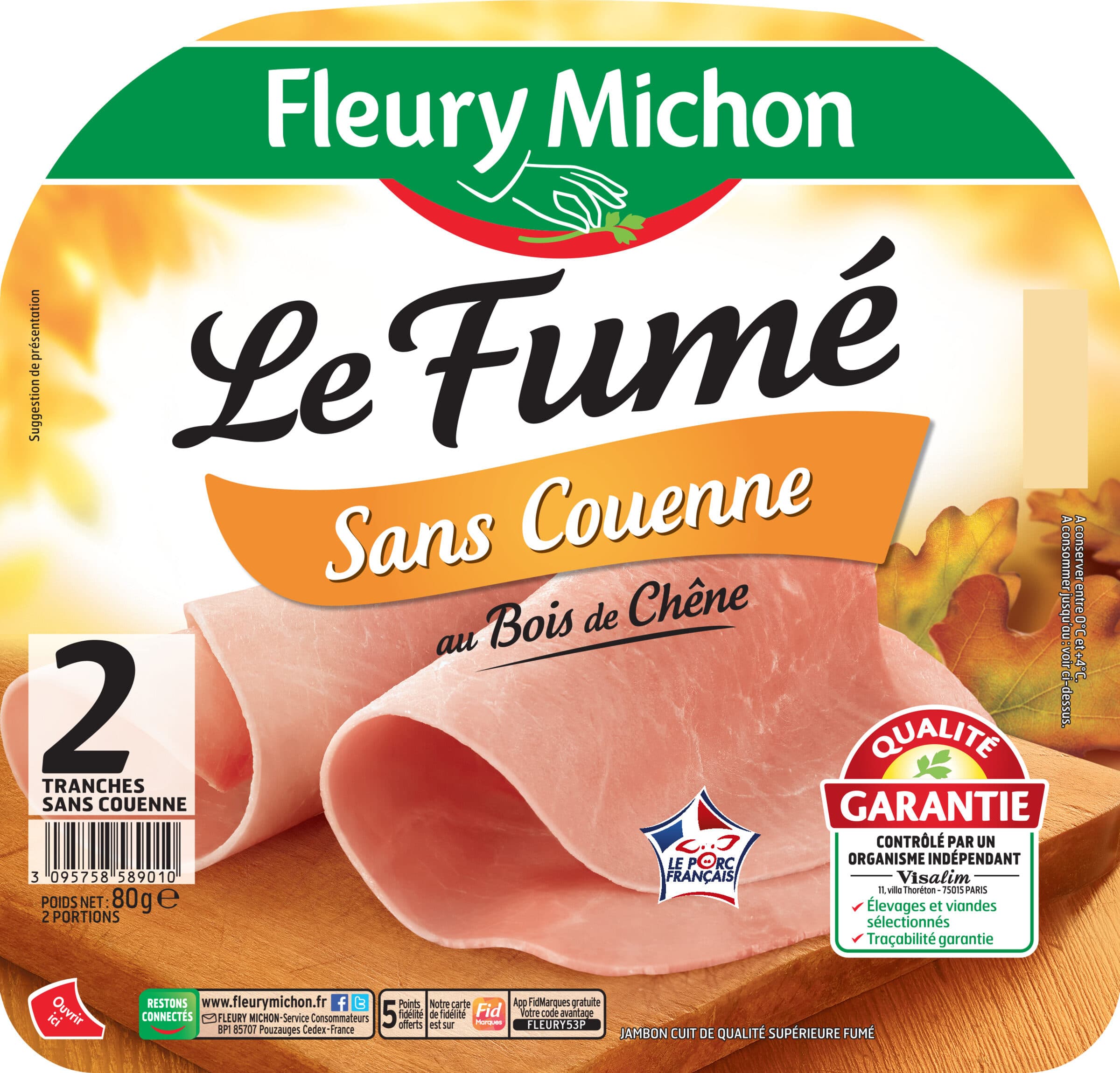 Fleury Michon Jambon Le Fumé sans couenne - 2 tr. packshot