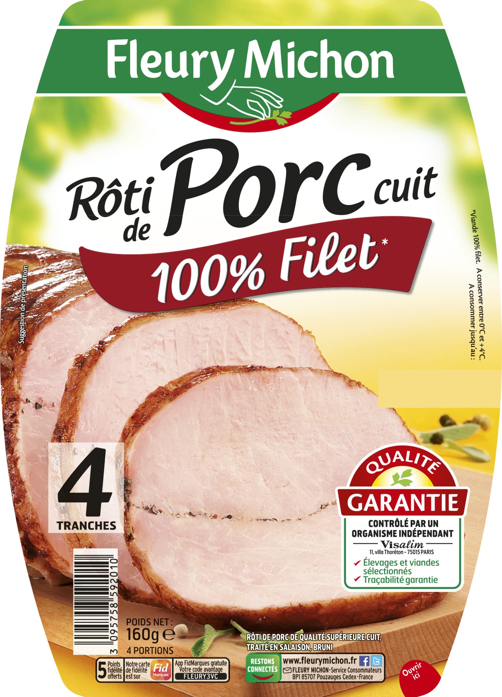 Fleury Michon Rôti de porc cuit 100 % filet* - 4 tranches packshot