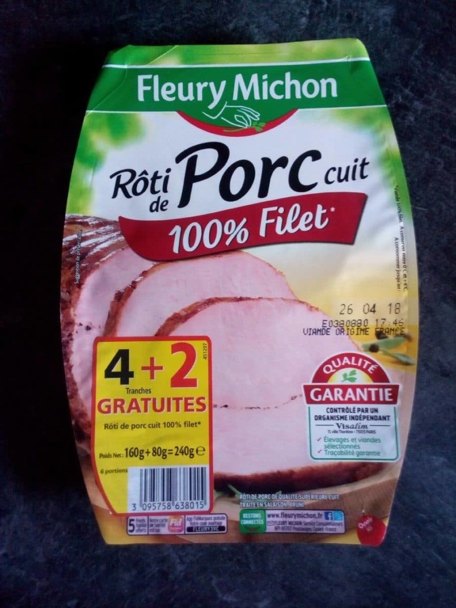 Fleury Michon Rôti de porc cuit 100% filet packshot