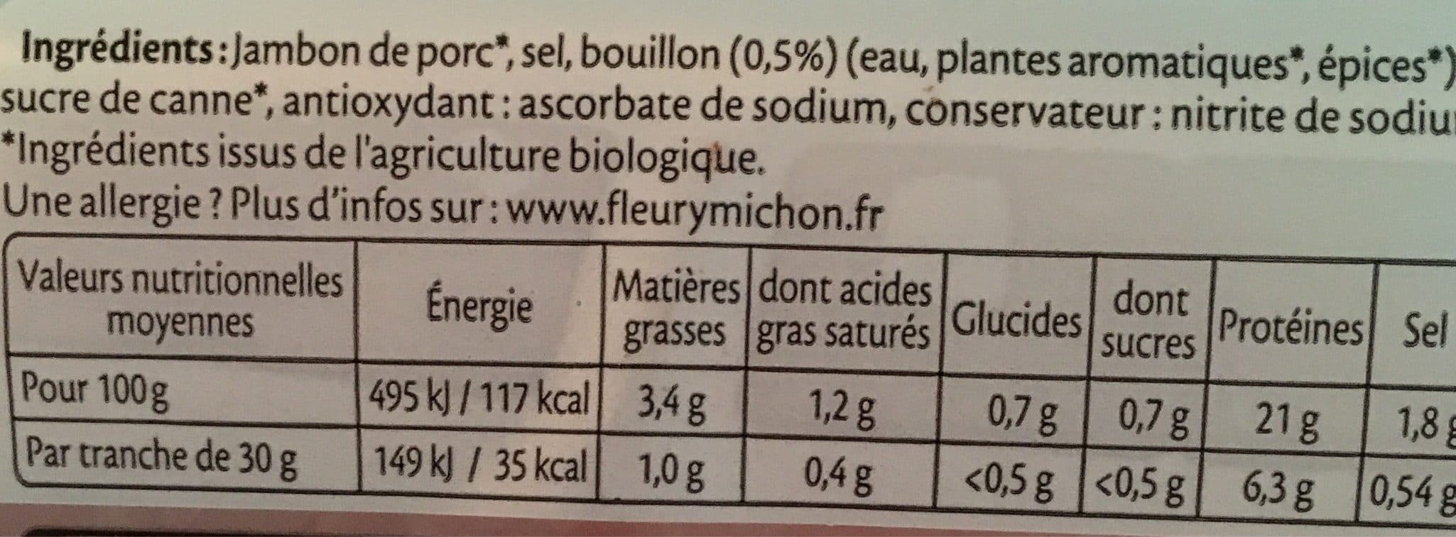 Fleury Michon Le Supérieur bio - 4 tranches fines sans couenne packshot