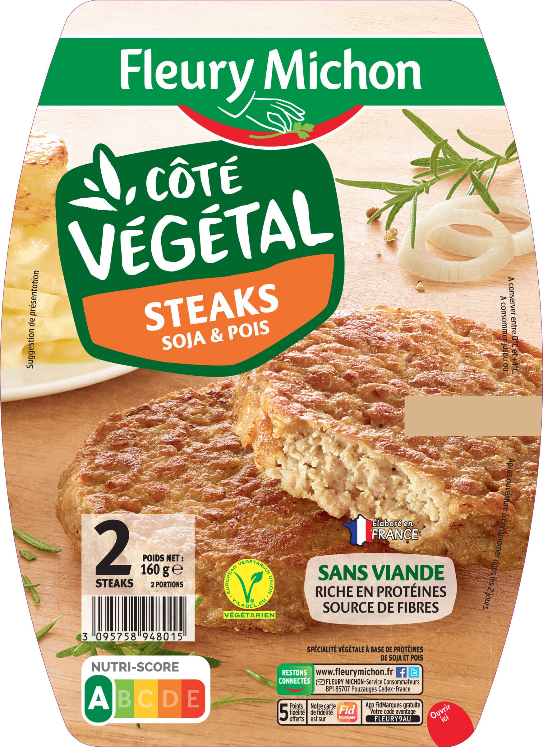 Fleury Michon Steak Végétal soja et pois packshot
