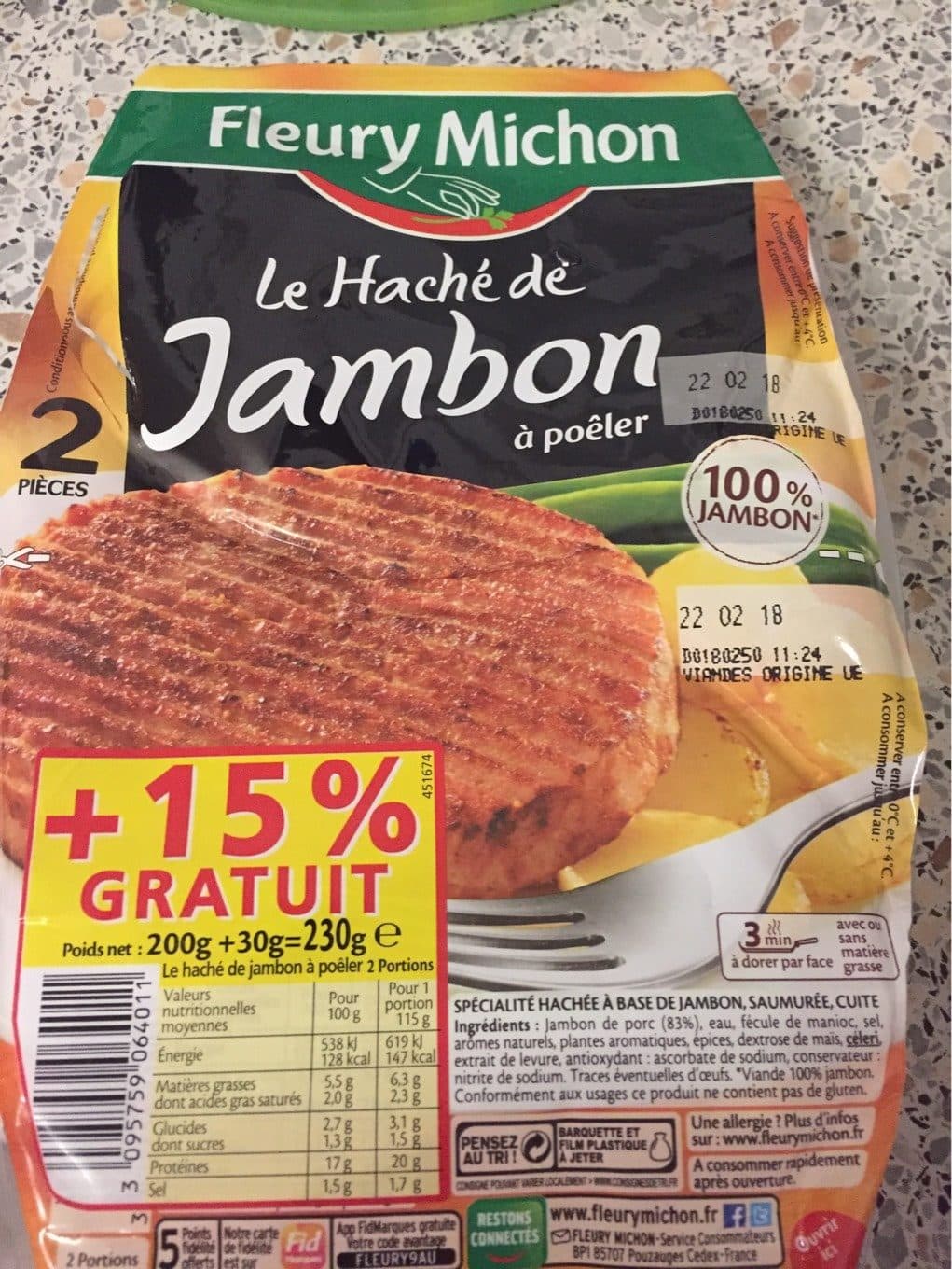 Fleury Michon Le haché de jambon à poêler packshot
