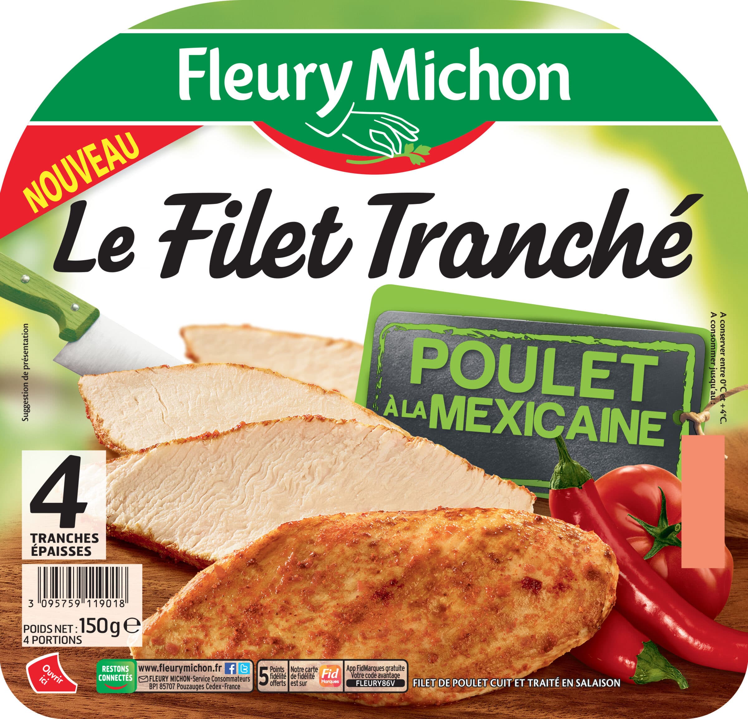 Fleury Michon FILET TRANCHE POULET MEXICAINE - 4 tr. packshot