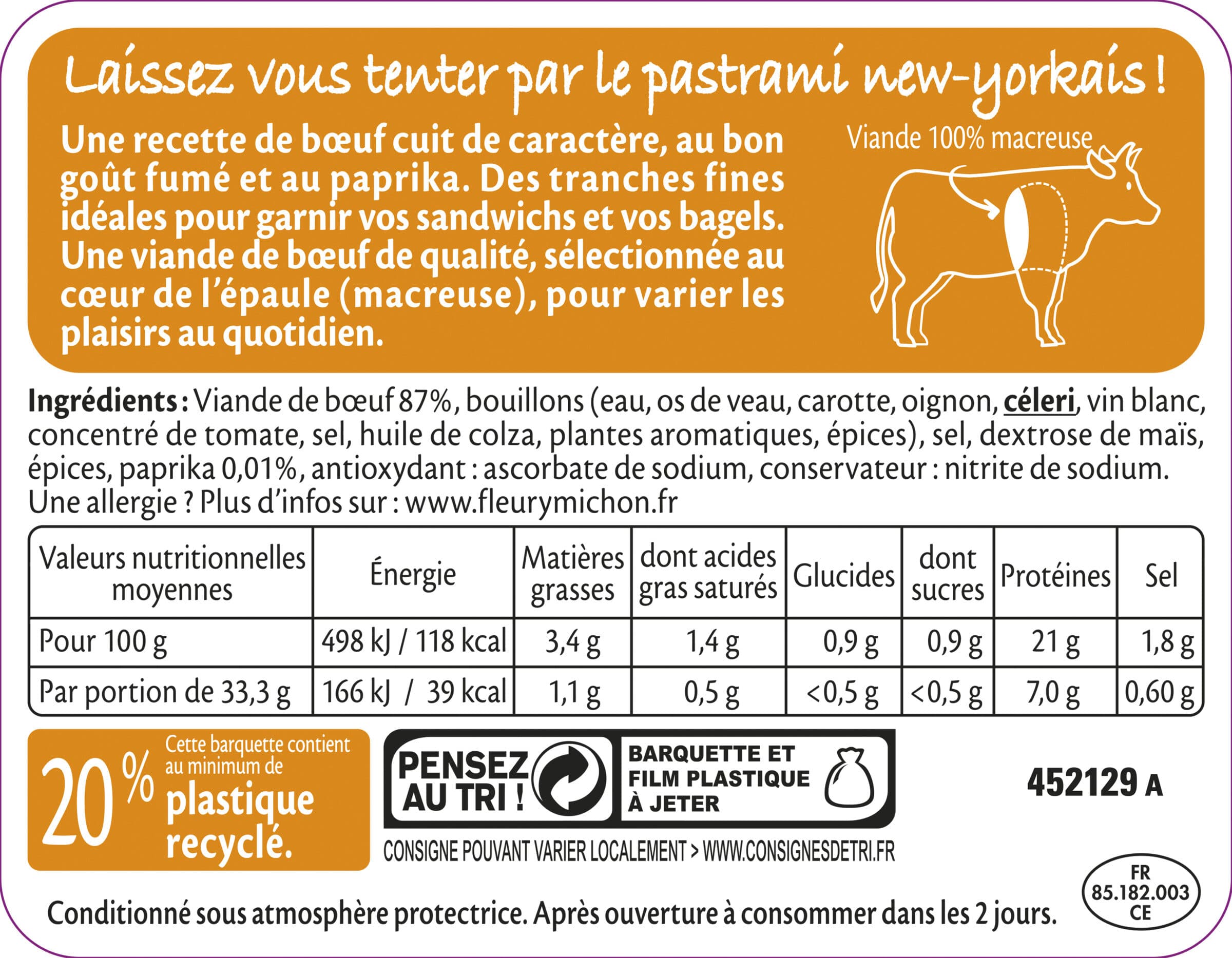 Fleury Michon Pastrami de Boeuf Fumé - 6 tranches fines packshot