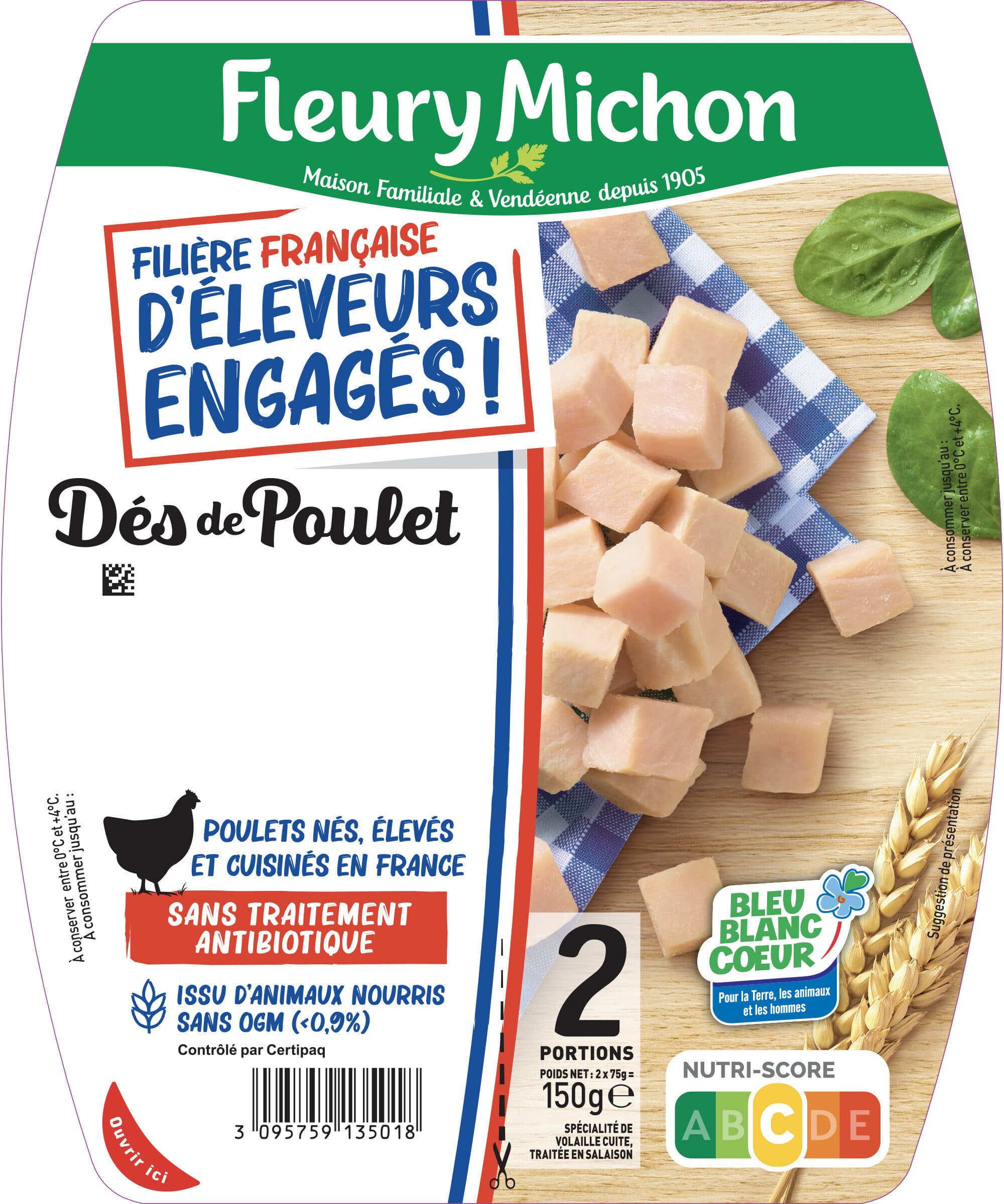 Fleury Michon Dés de Poulet - FILIERE FRANCAISE D'ELEVEURS ENGAGES packshot