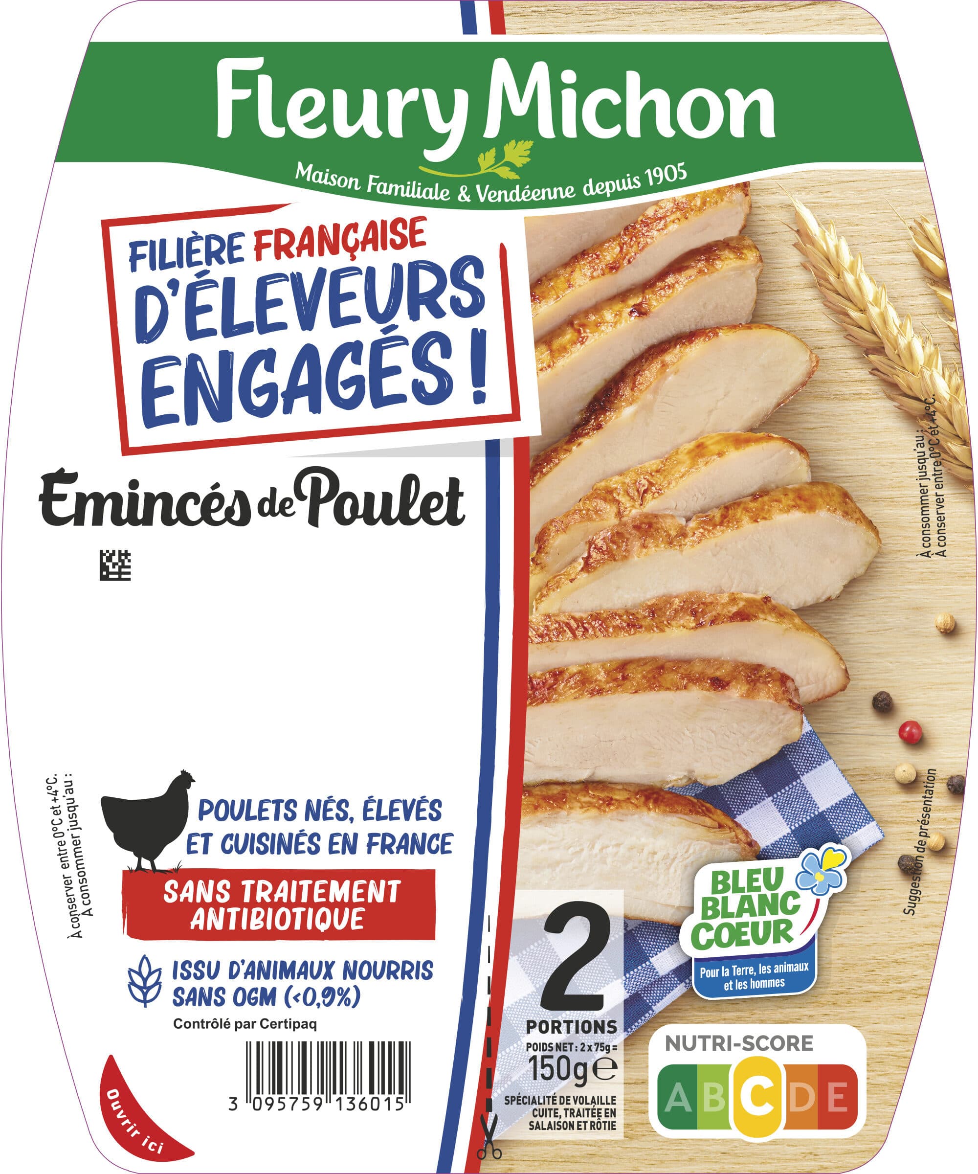 Fleury Michon Emincés de poulet - FILIERE FRANCAISE D'ELEVEURS ENGAGES packshot
