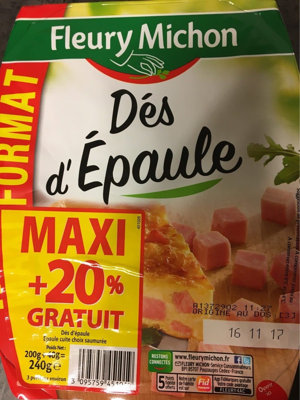 Fleury Michon Des d’epaule packshot
