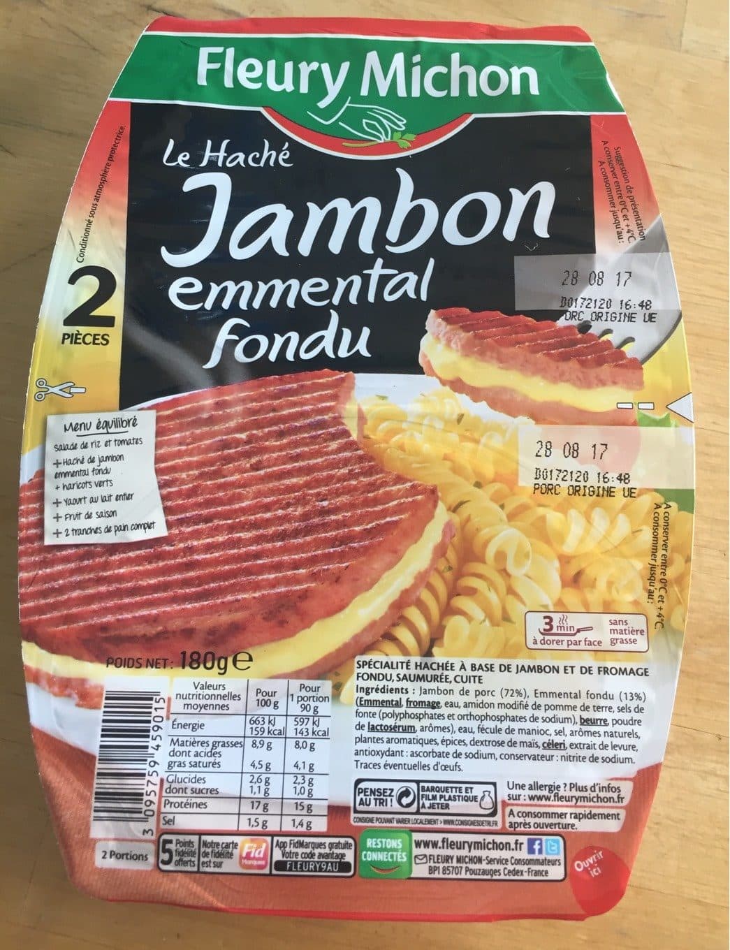 Fleury Michon Le Haché jambon emmental fondu packshot