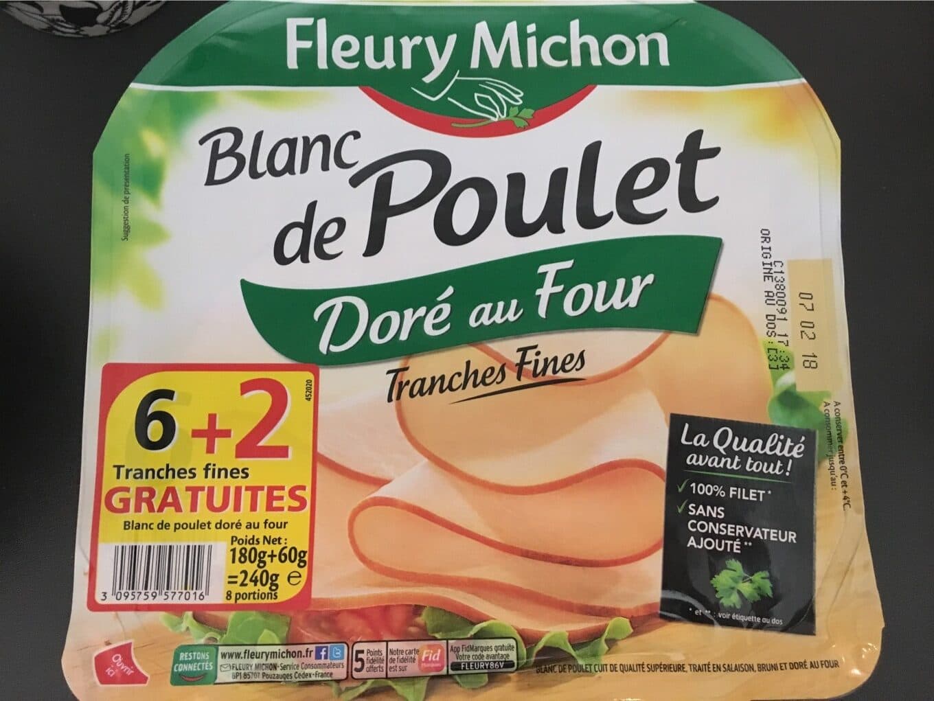 Fleury Michon Blanc de poulet doré au four 8 tranches packshot