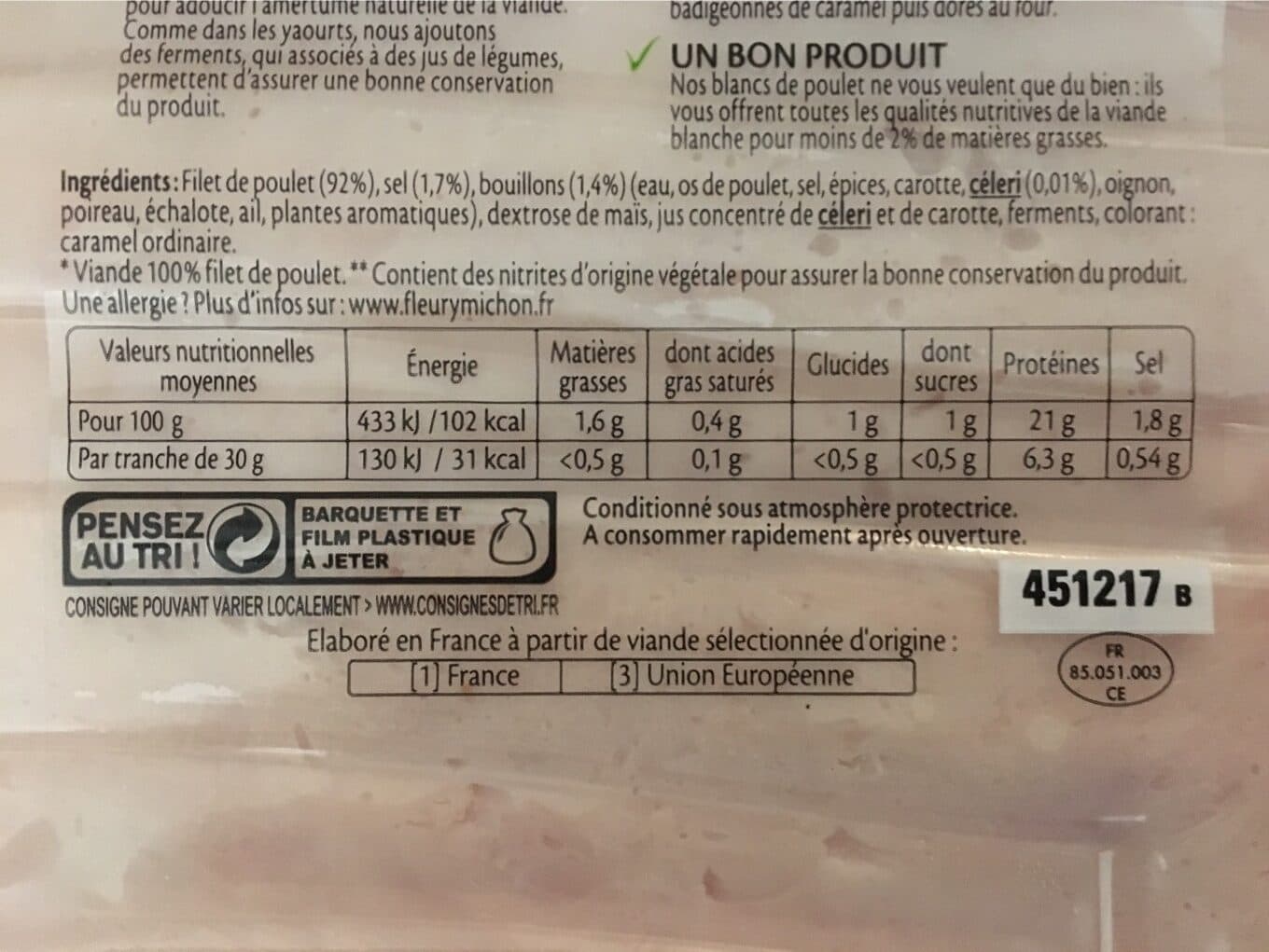 Fleury Michon Blanc de poulet doré au four 8 tranches packshot