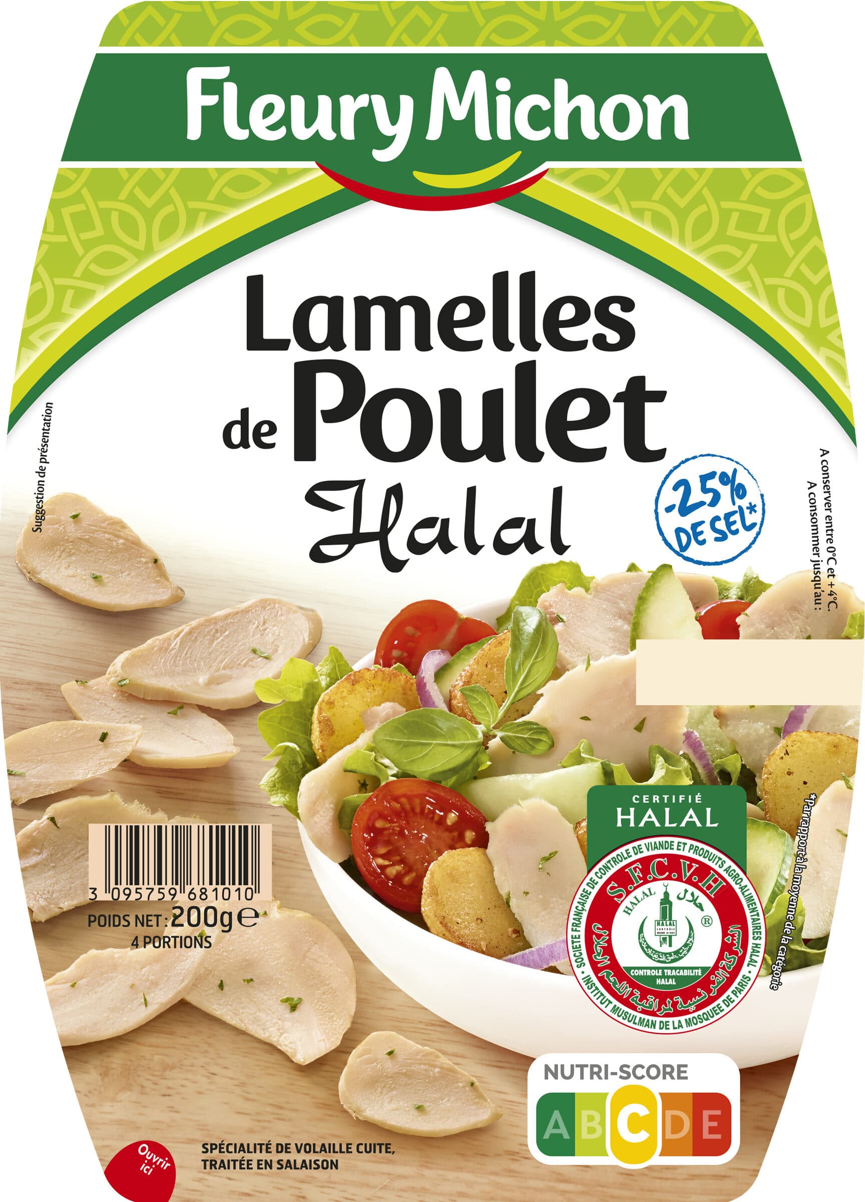 Fleury Michon Lamelles de poulet Halal -25% de sel packshot