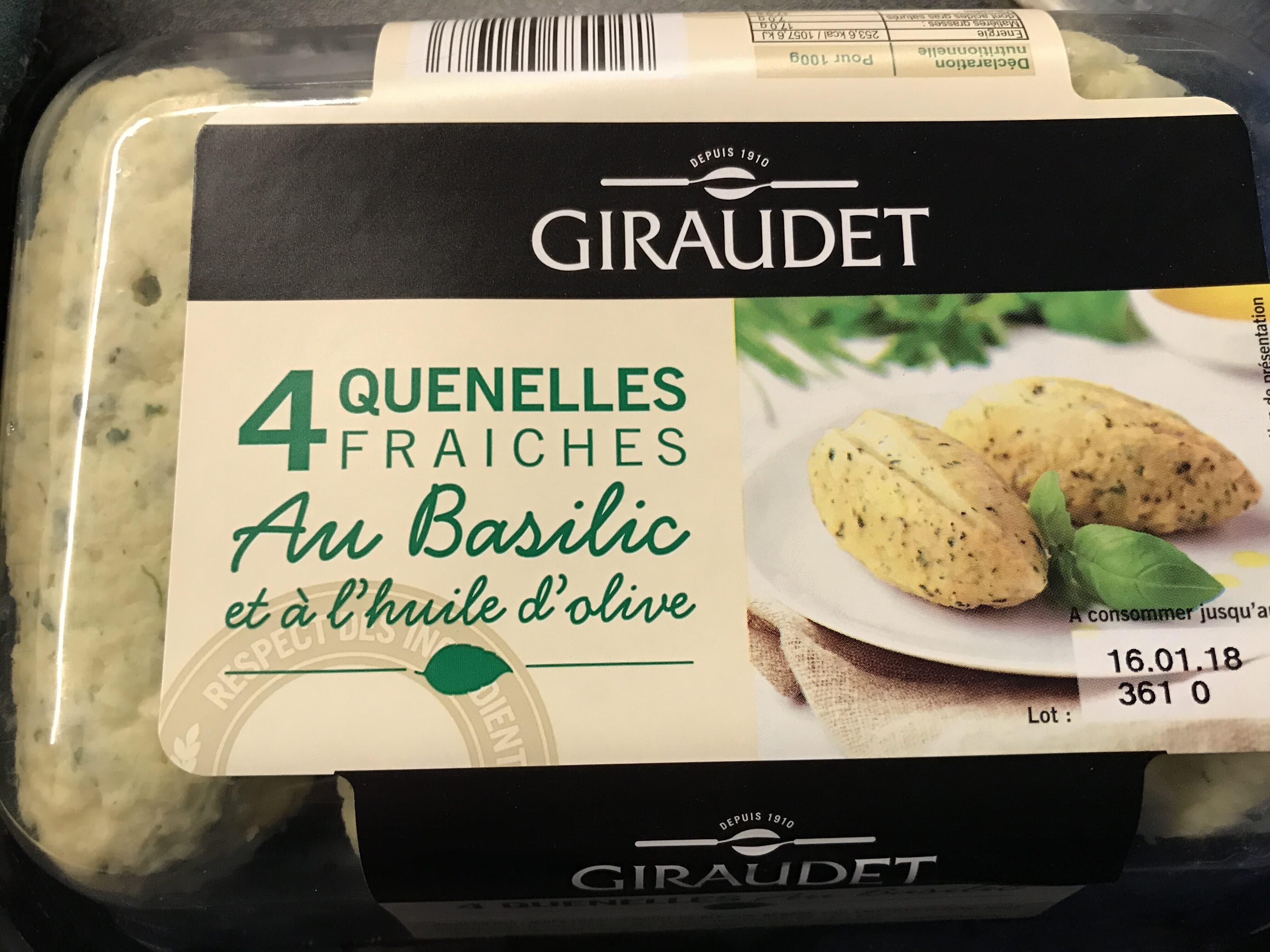 Giraudet 4 quenelles fraîches au basilic et à l'huile olive packshot