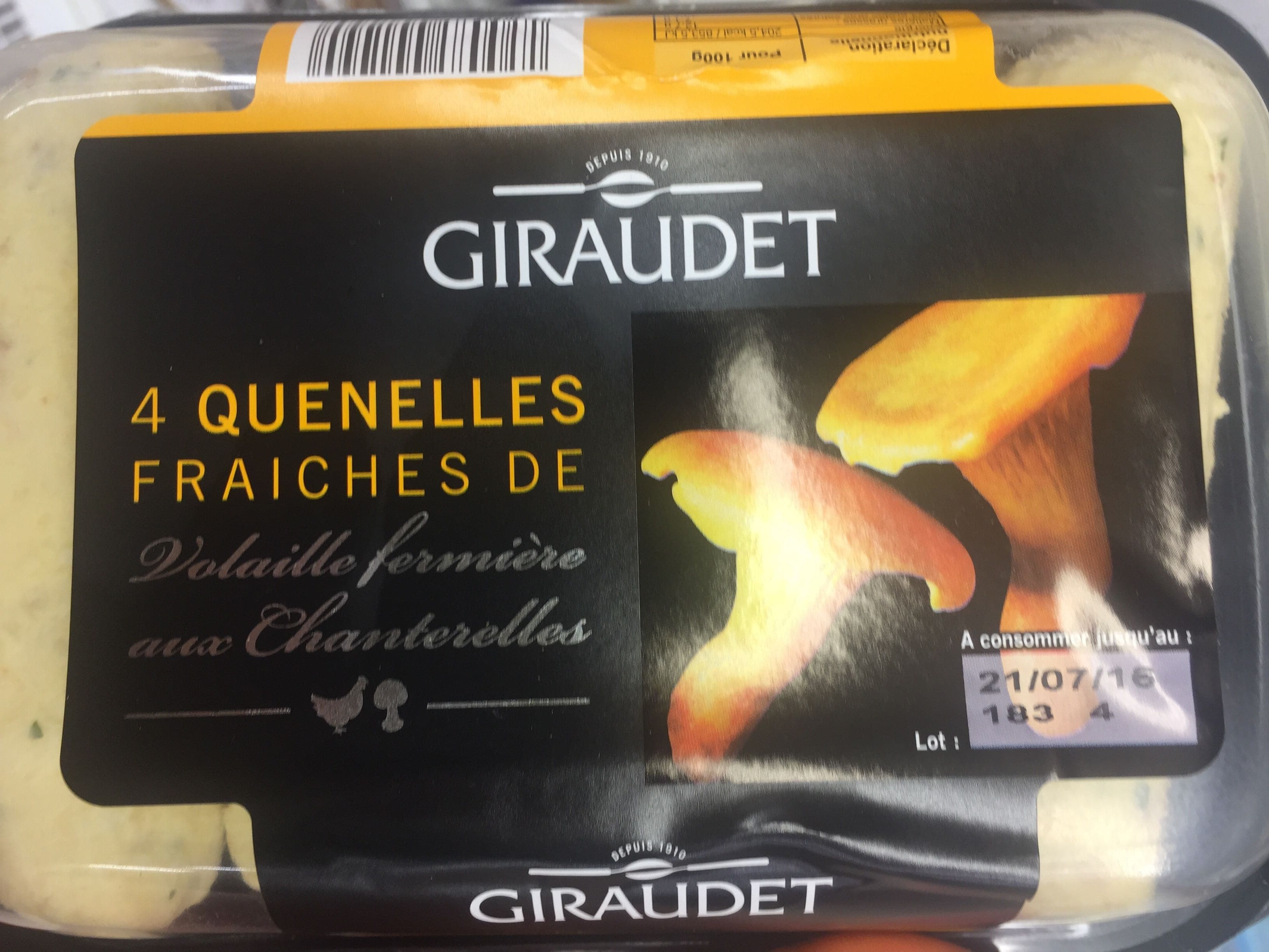 Giraudet 4 quenelles fraîches de volaille fermière aux chanterelles packshot
