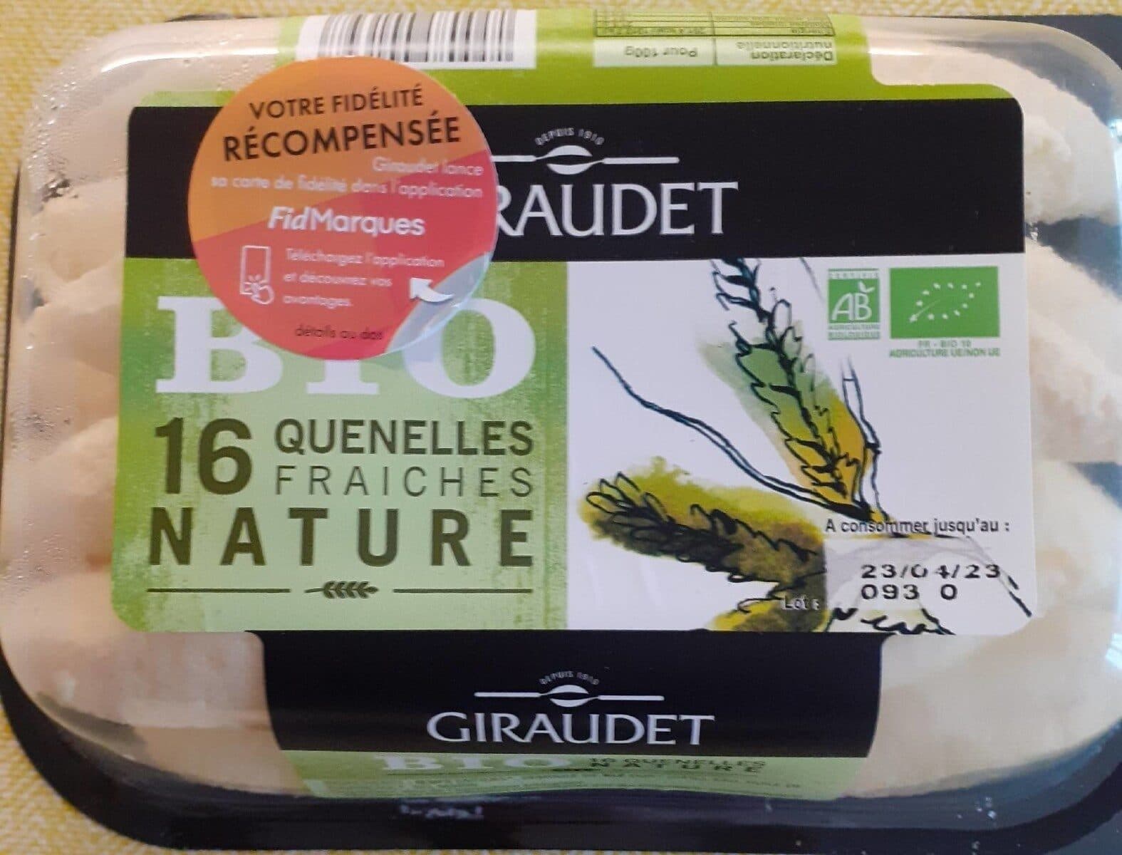 Giraudet 16 quenelles fraîches nature bio packshot