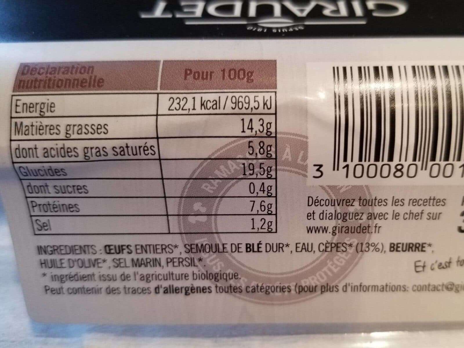 Giraudet Bio quenelles fraiches aux cepes packshot