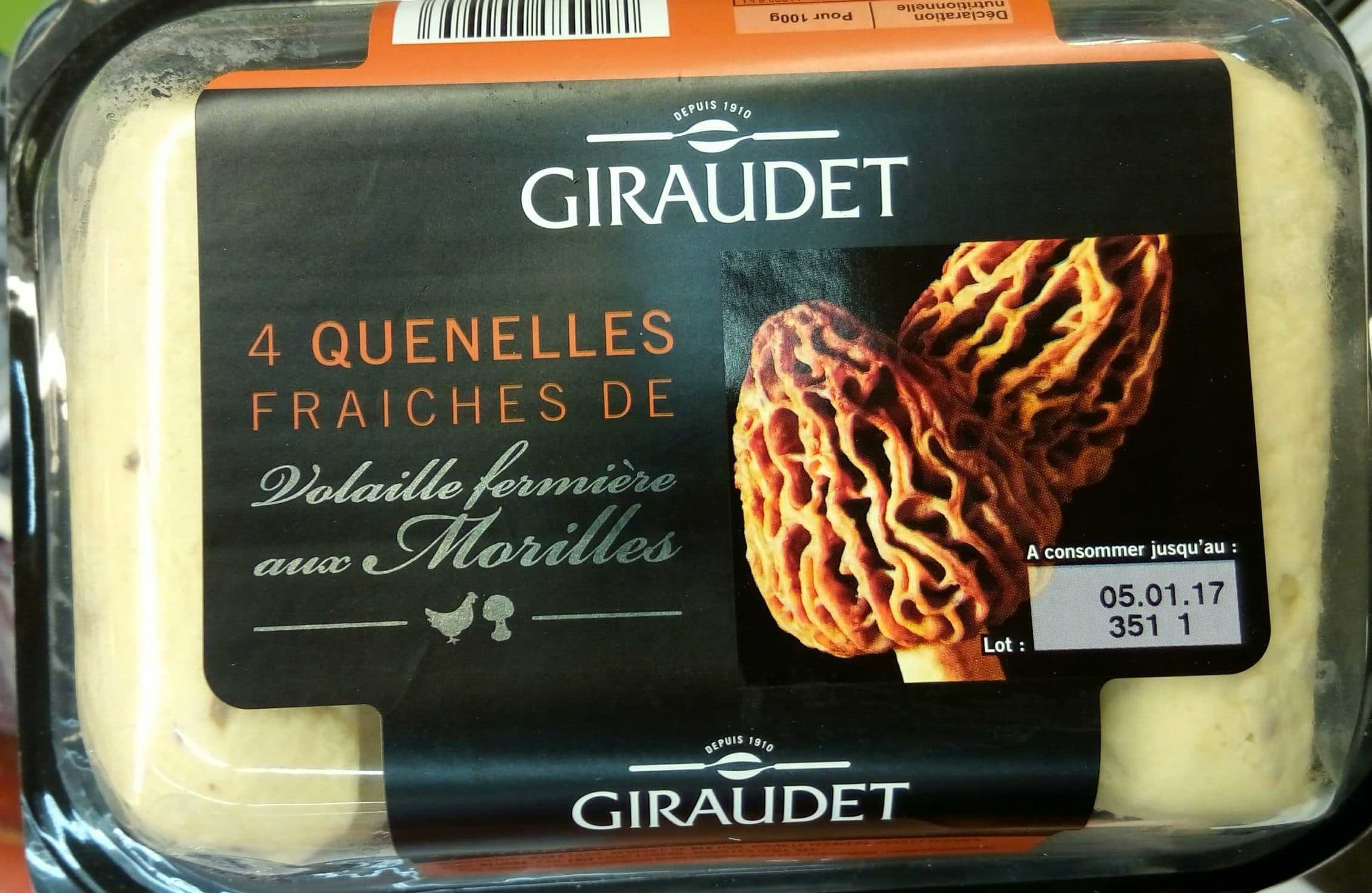 Giraudet 4 quenelles fraîches de volaille fermière aux morilles packshot