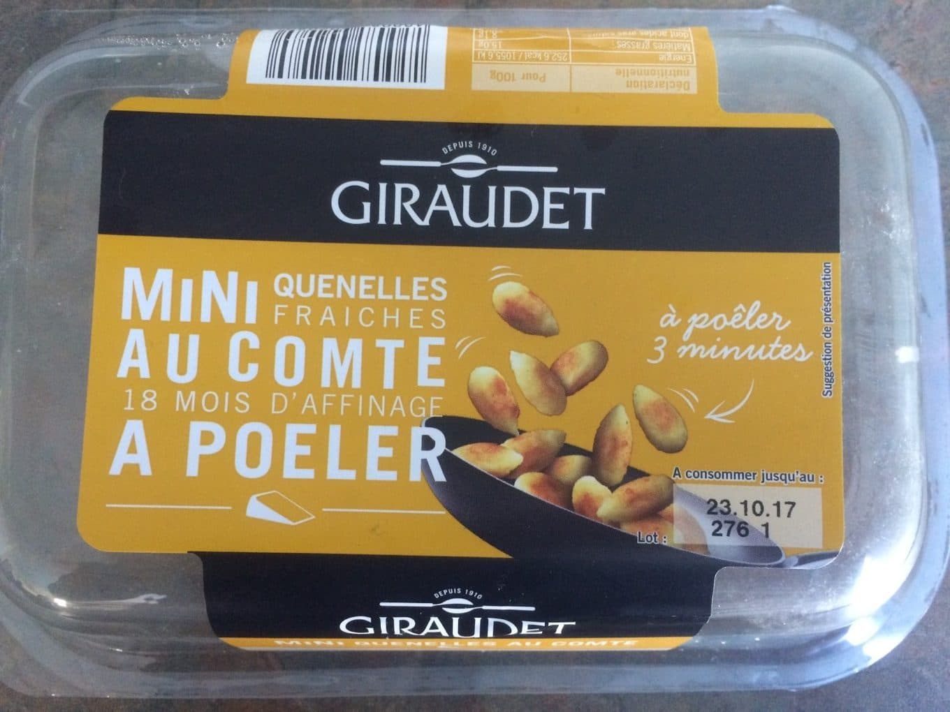 Giraudet Mini Quenelles fraîches au Comté 18 mois d'affinageà pôeler packshot