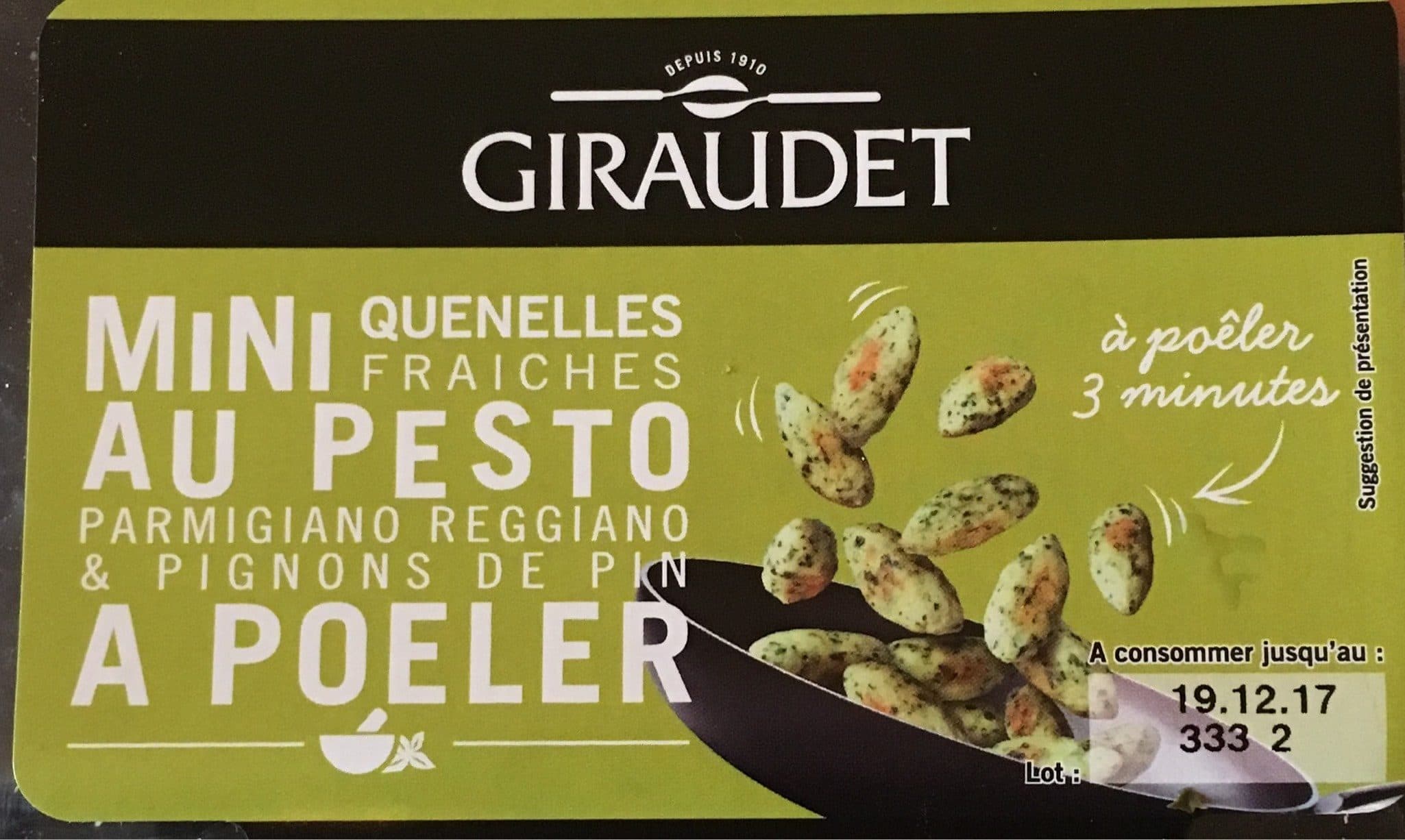 Giraudet Mini quenelles fraiches au pesto, parmigiano reggiano & pignons de pin à poêler packshot