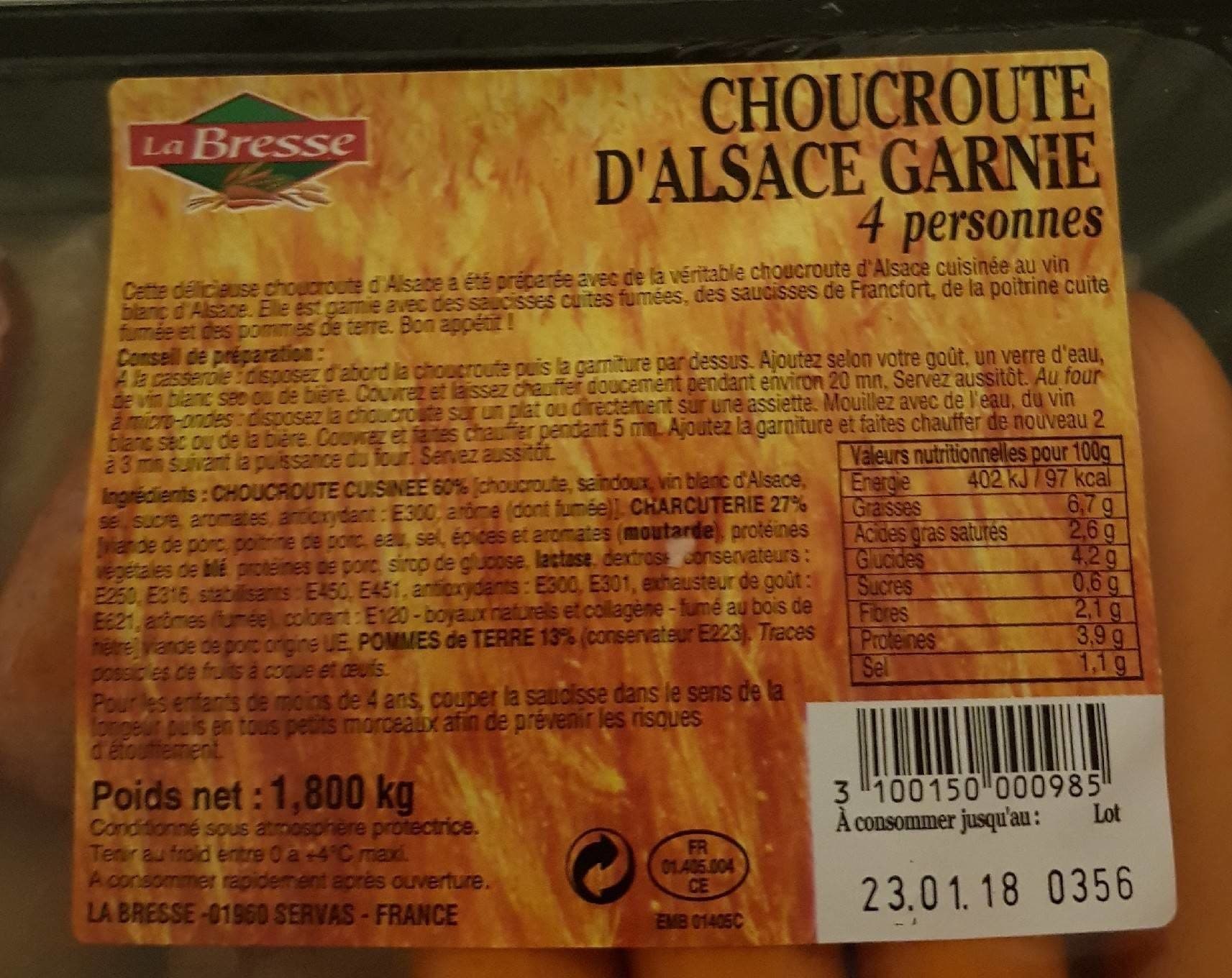 La Bresse Choucroute d alsace garnie packshot