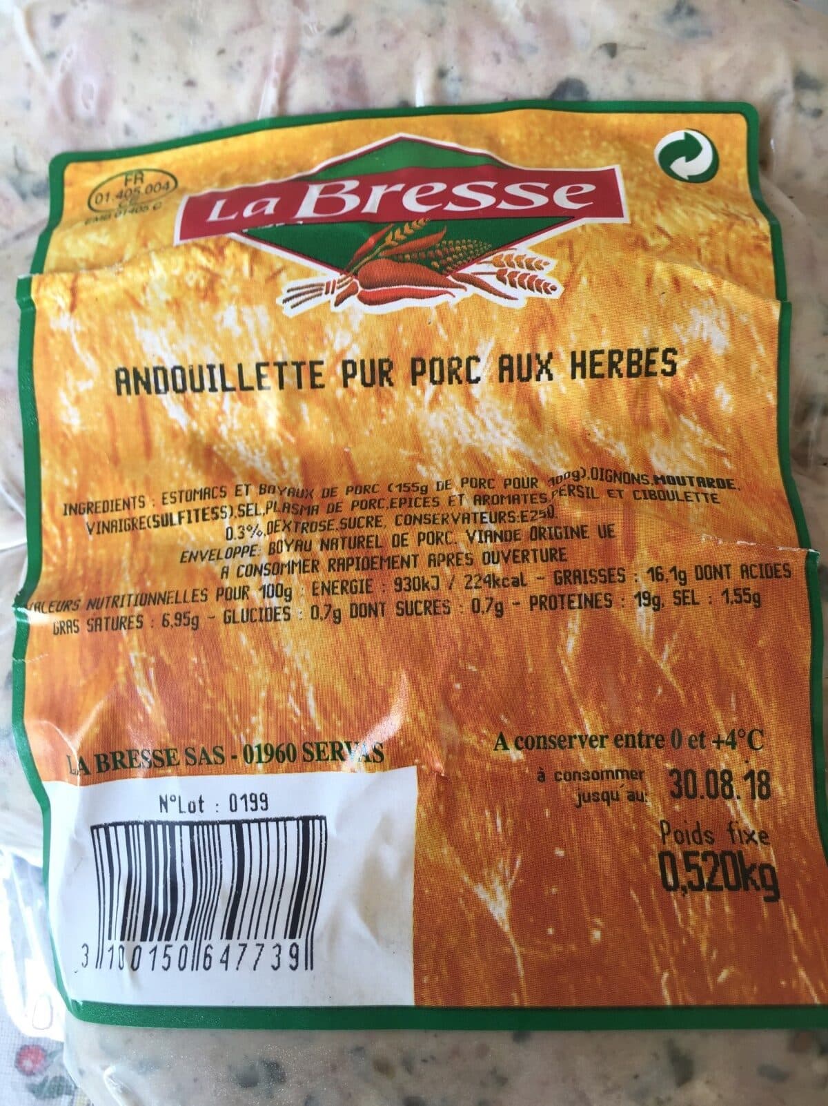 Open Food Facts Andouillette pur porc aux herbes packshot