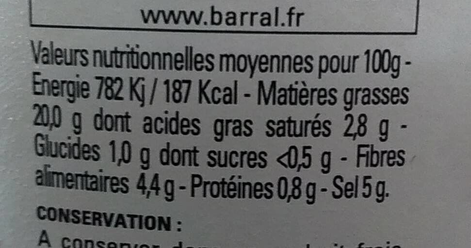 Barral Olives noires au naturel dénoyautées bio packshot