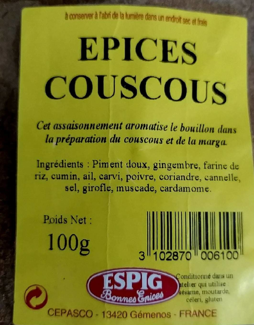 Espig Epices Couscous packshot