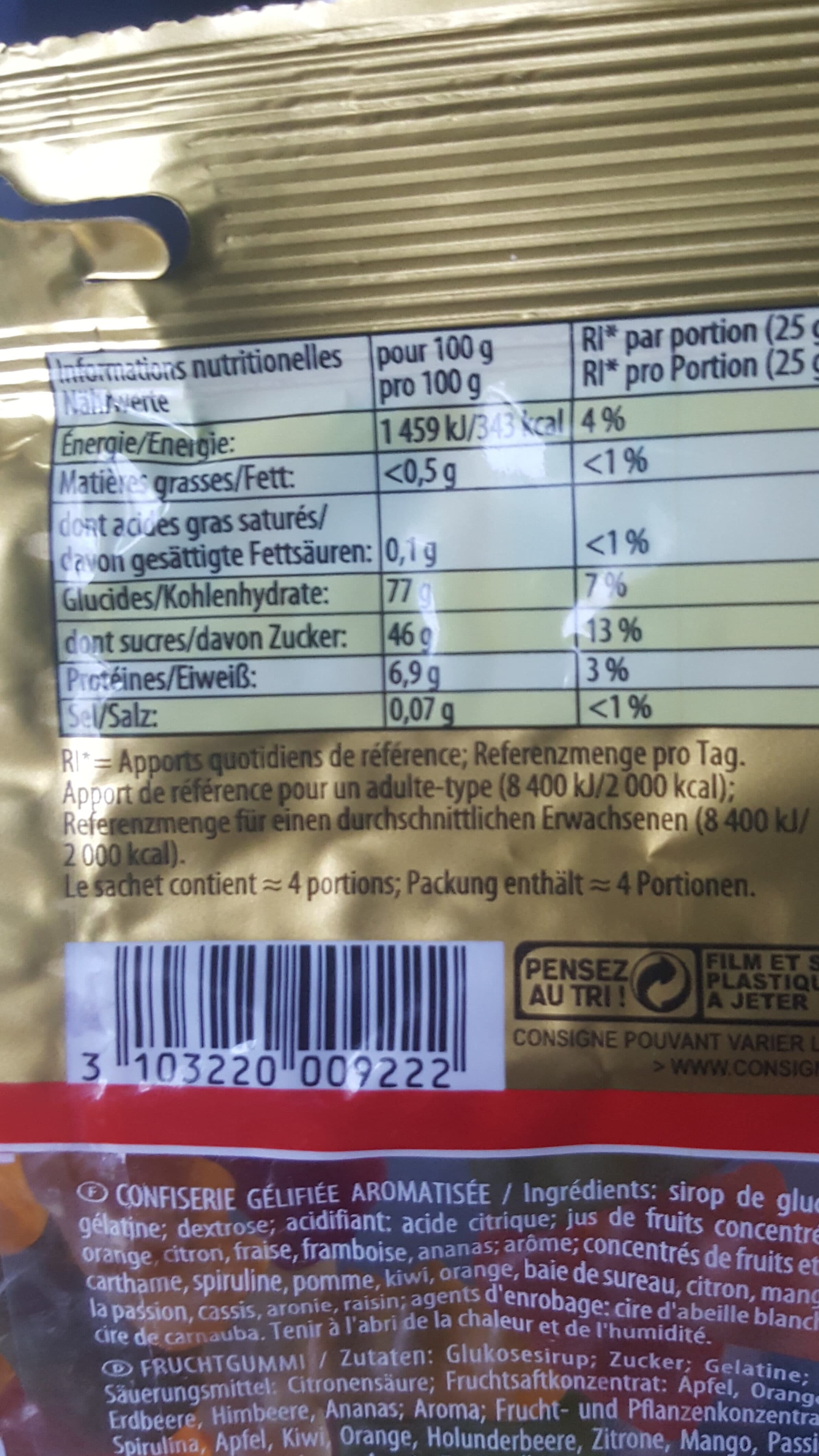 Haribo L'ours d'Or - Confiserie gélifiée arômatisée packshot