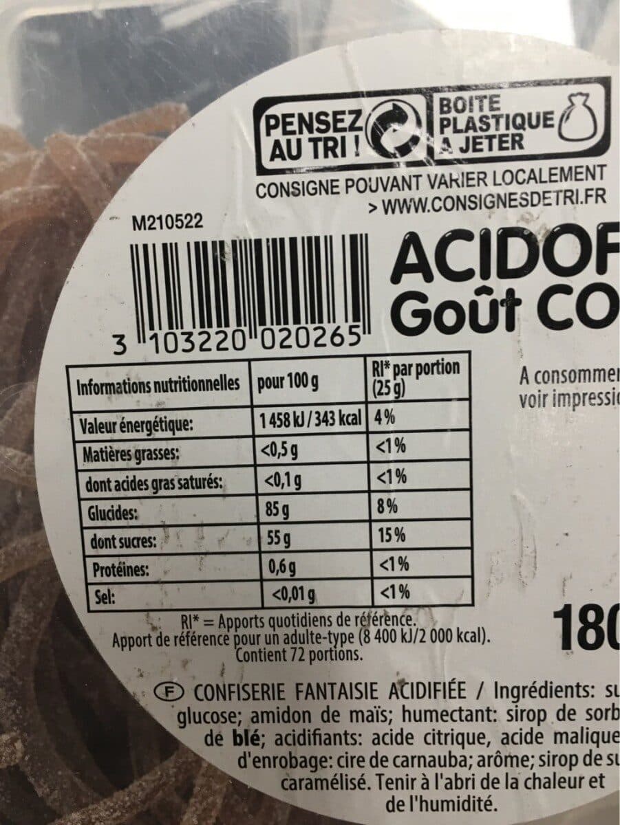 Haribo Acidofilo Goût Cola PIK packshot
