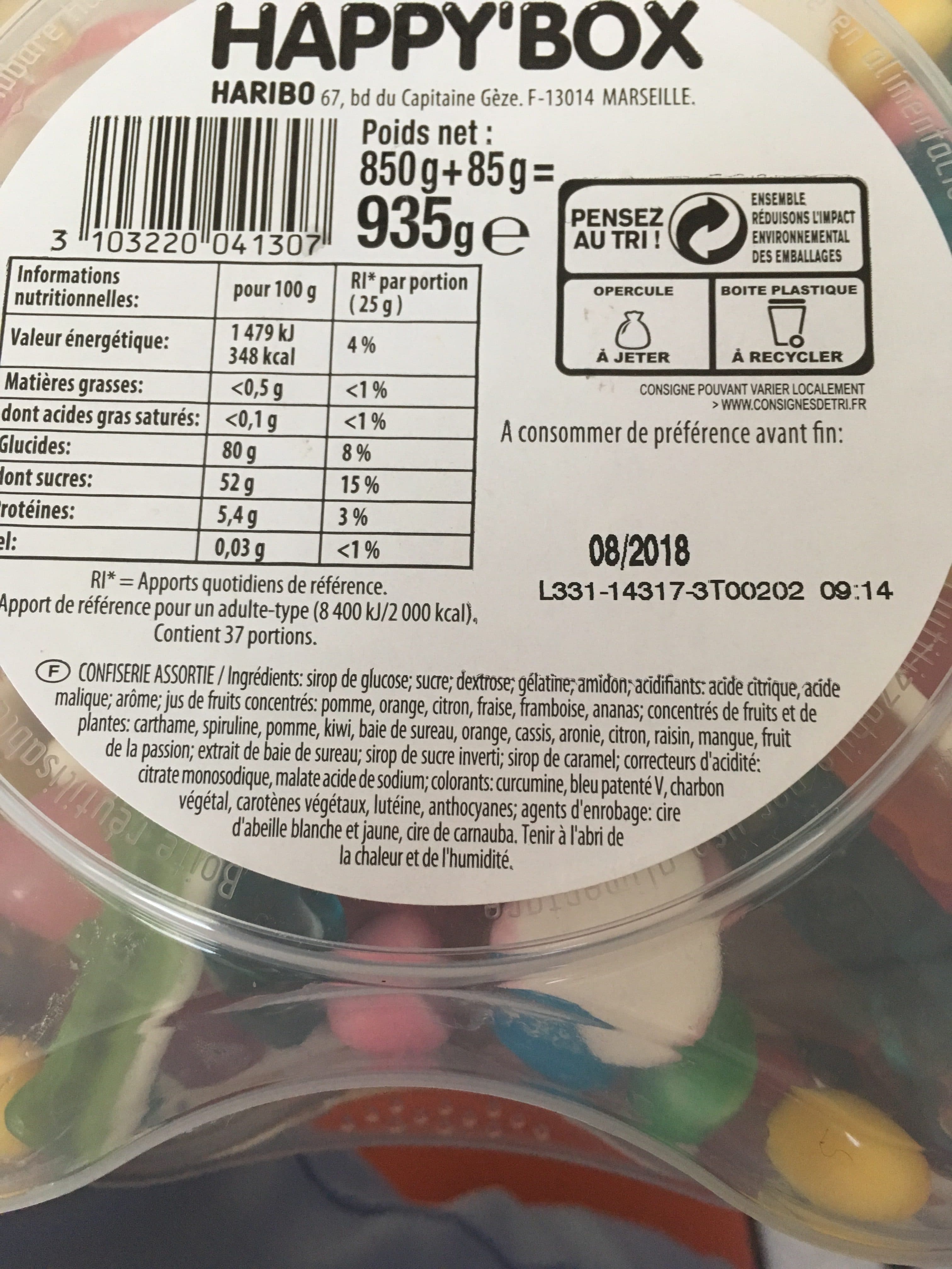 Haribo Bonbons Happy' box 850 g packshot