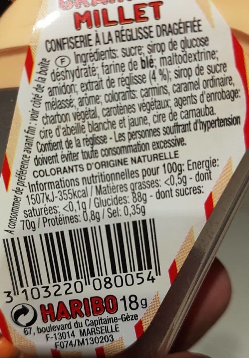Haribo Confiserie Haribo Grains De Millet Reglisse Arôme Anis packshot
