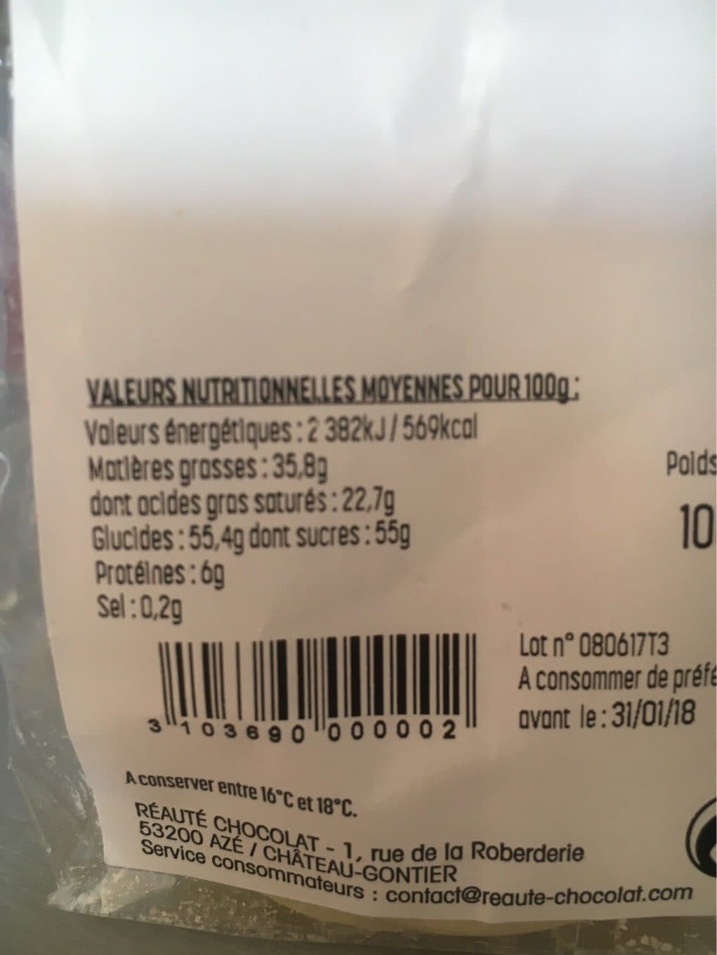 Reauté Chocolat Palets blanc packshot