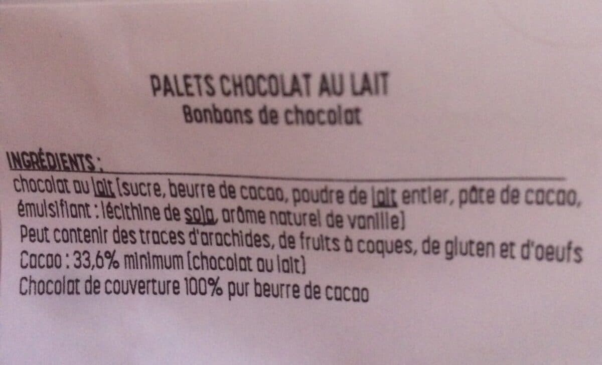 Open Food Facts Palets chocolat au lait packshot