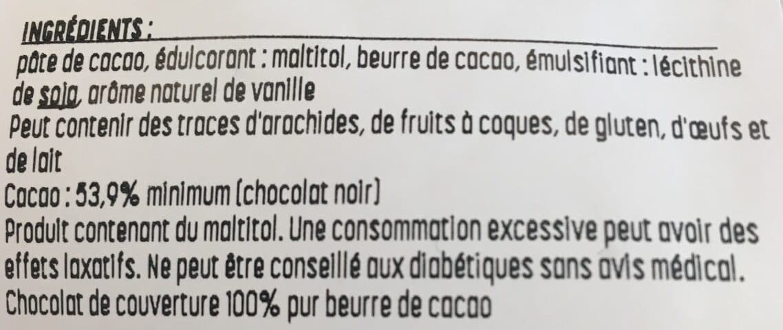 Réauté Chocolat Palets réduits en sucres Chocolat noir packshot