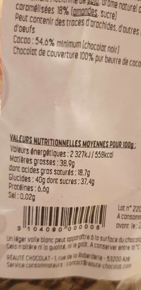 Réauté Chocolat Tuiles aux amandes packshot