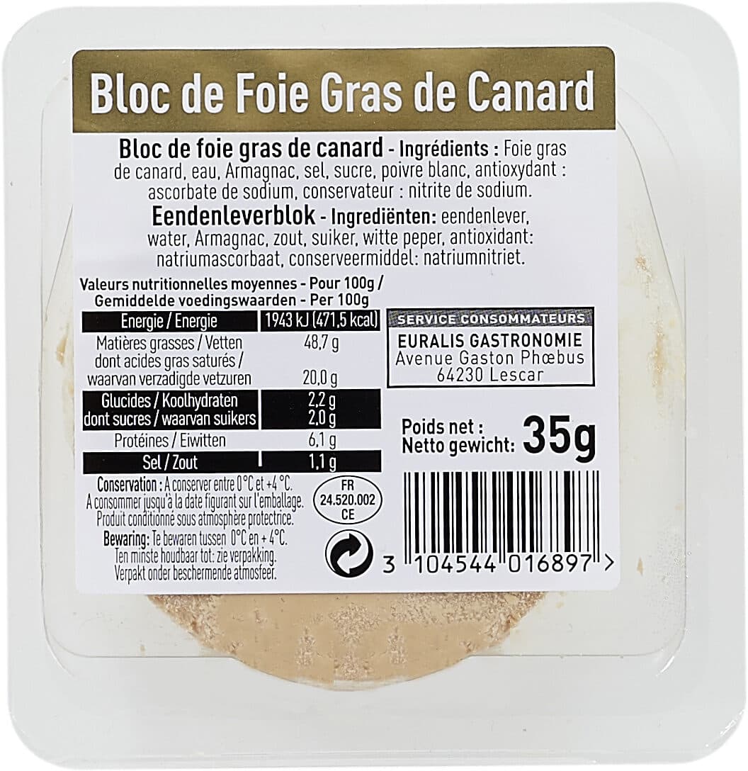 Euralis Gastronomie Bloc de Foie Gras de Canard packshot