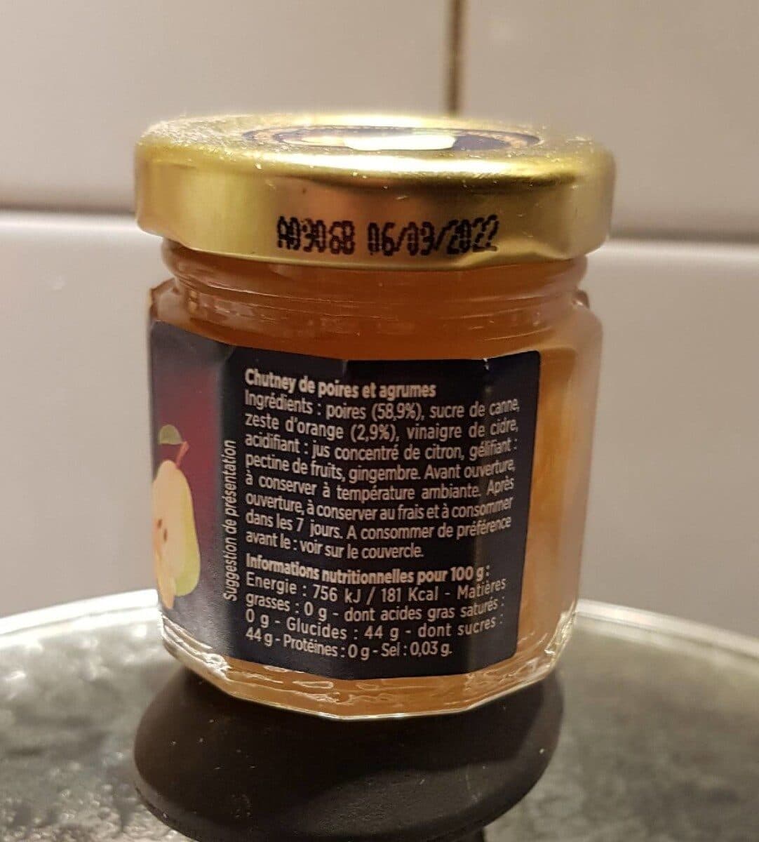 Open Food Facts Chutney de poires et zeste d'agrumes packshot