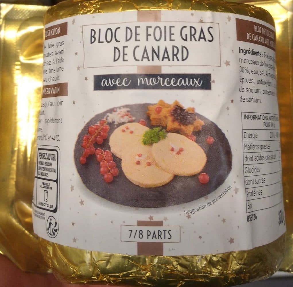 Euralis Gastronomie Bloc de foie gras de canard avec morceaux packshot