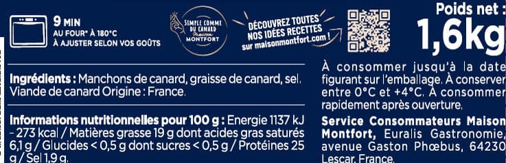 Maison Montfort Manchons de canard confits packshot