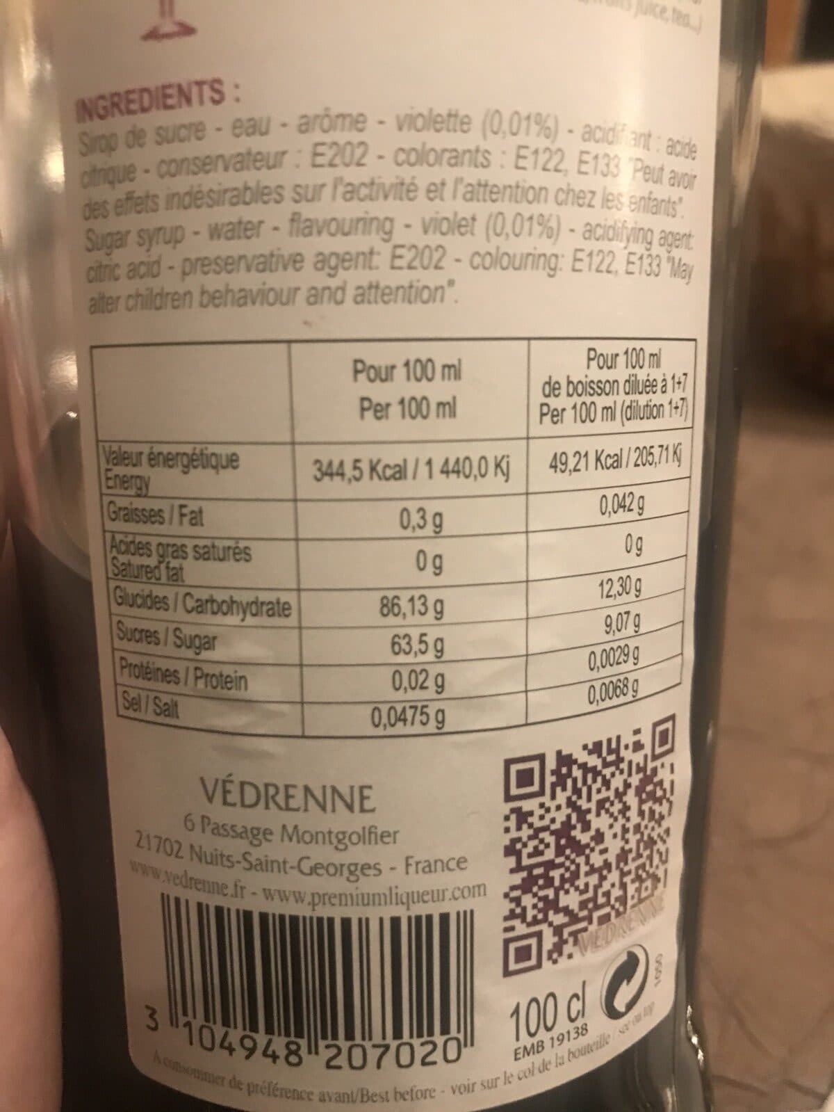 Vedrenne Sirop Arôme De Violette Védrenne 1 L, 1 Bouteille packshot