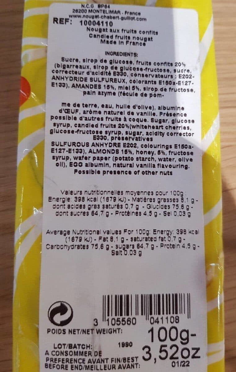 Chabert & Guillot Nougat Amandes et fruits confits packshot