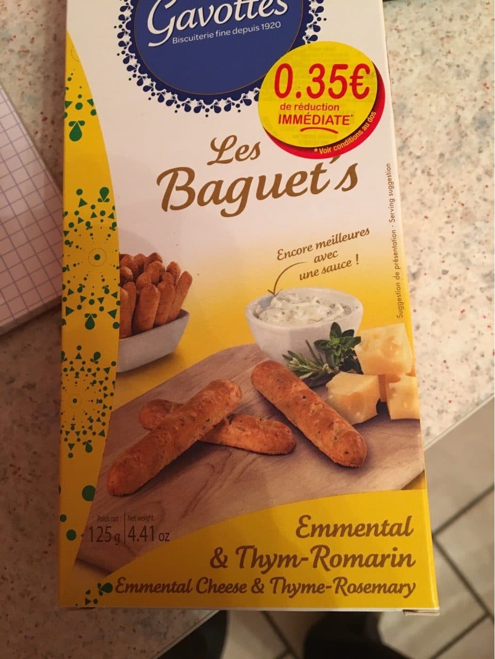 Gavottes Les Baguets Emmental Thym packshot