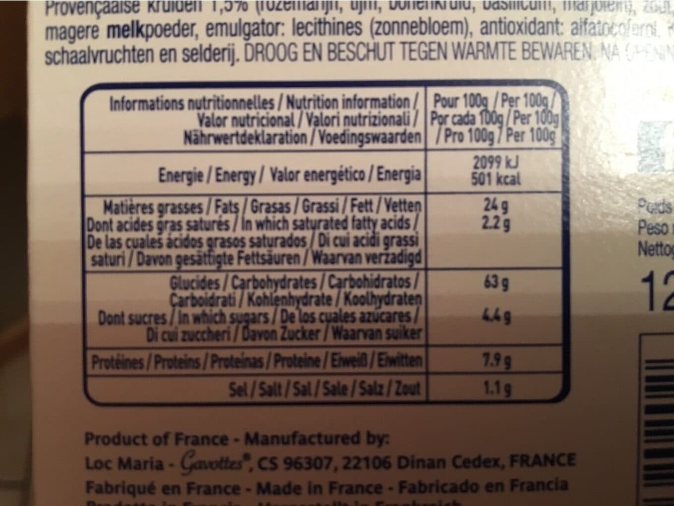 Les Baguet’s Gavottes Les Baguet's Biscuits apéritif olives & herbes de ... 125 g packshot