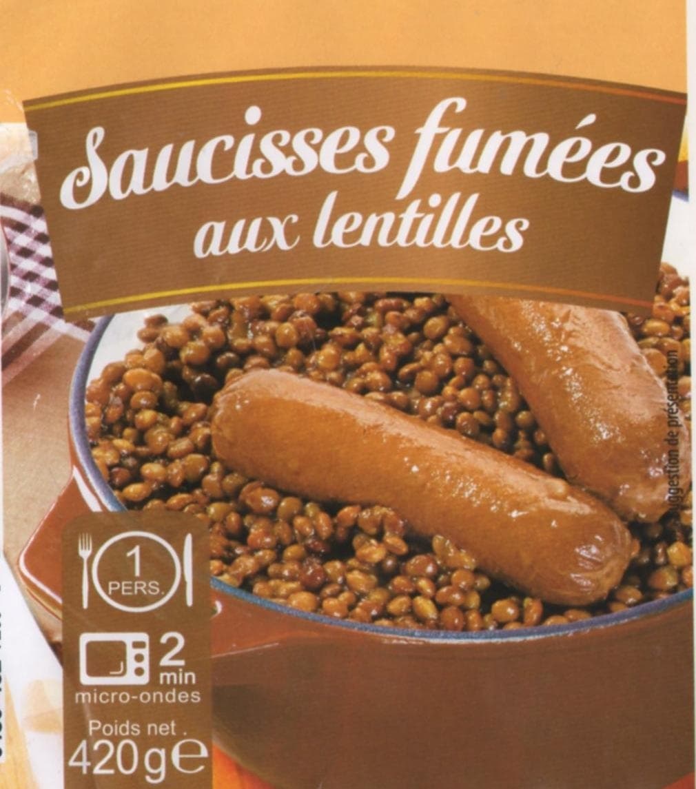 Sans marque Saucisses Fumées aux Lentilles packshot