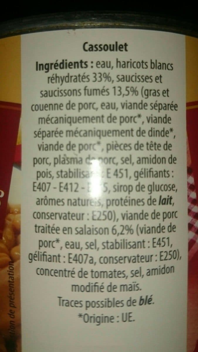 Open Food Facts Cassoulet aux saucisses fumées packshot