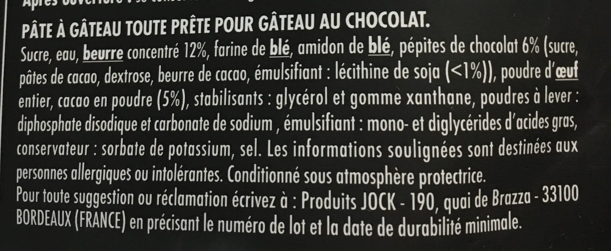 Jock Gâteau au chocolat avec des pépites packshot